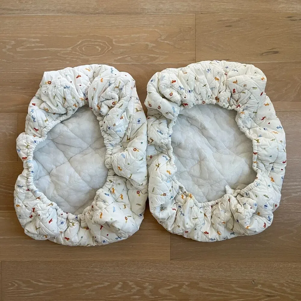 Carter's (2) Quilted Plush Playard Pack 'n Play Fitted Sheet Zoo Jungle Animals